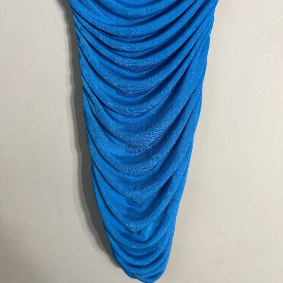 Lioness The Goddess One Shoulder Ruched Mini Dress Womens XS Blue Cocktail Party - Picture 8 of 14